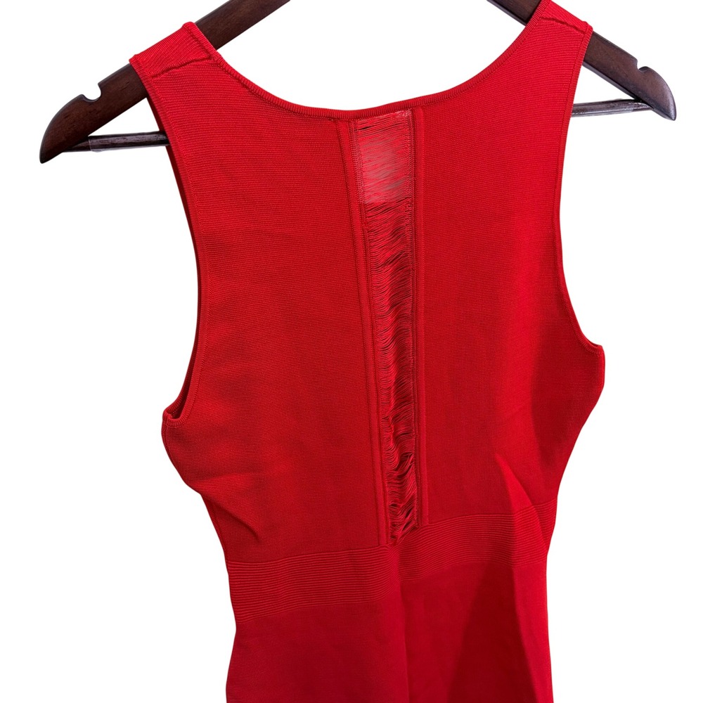 Sandro Paris Red Sleeveless Fit and Flare Knit Dress Open Back Detail‎ Size 2 - Picture 6 of 8